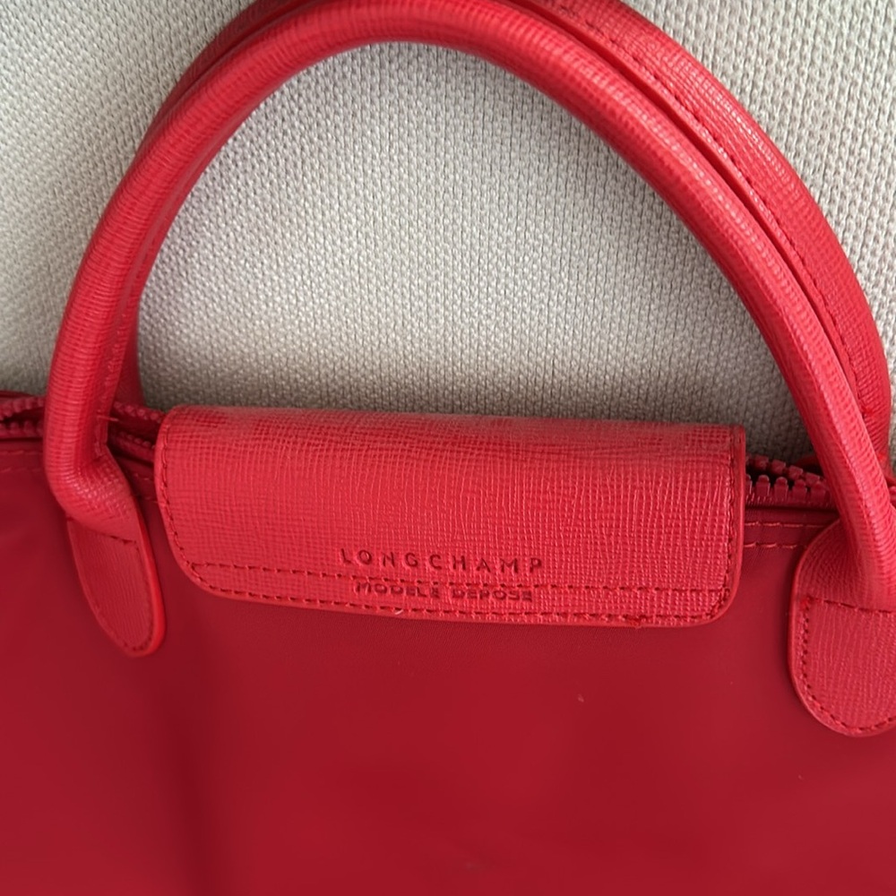 LONGCHAMP MODELE DEPOSE RED NYLON MEDIUM BAG WITH SHOULDER CROSSBODY STRAP - Picture 6 of 14